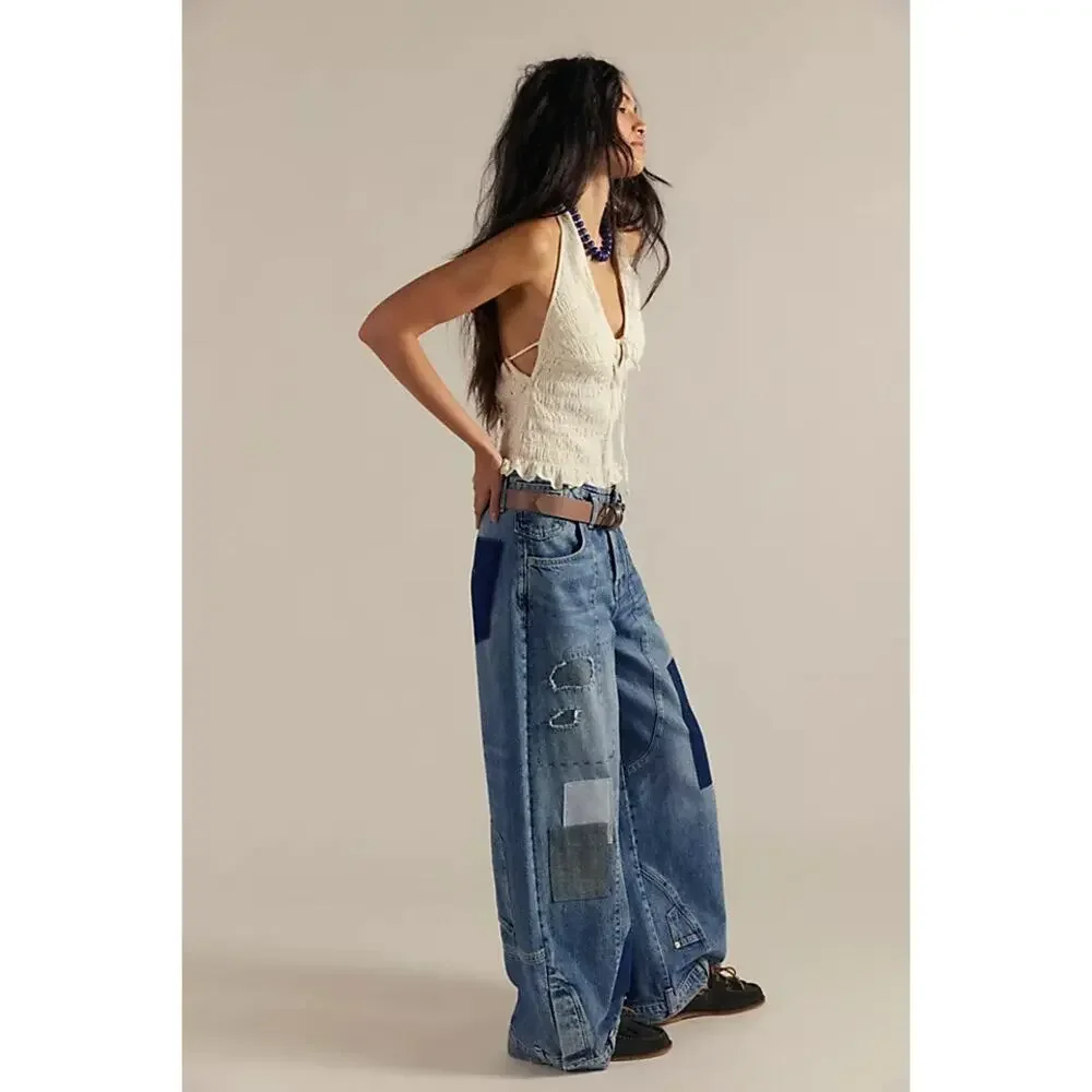 Free People We The Free Head Over Heels Jeans Patchwork 27 New